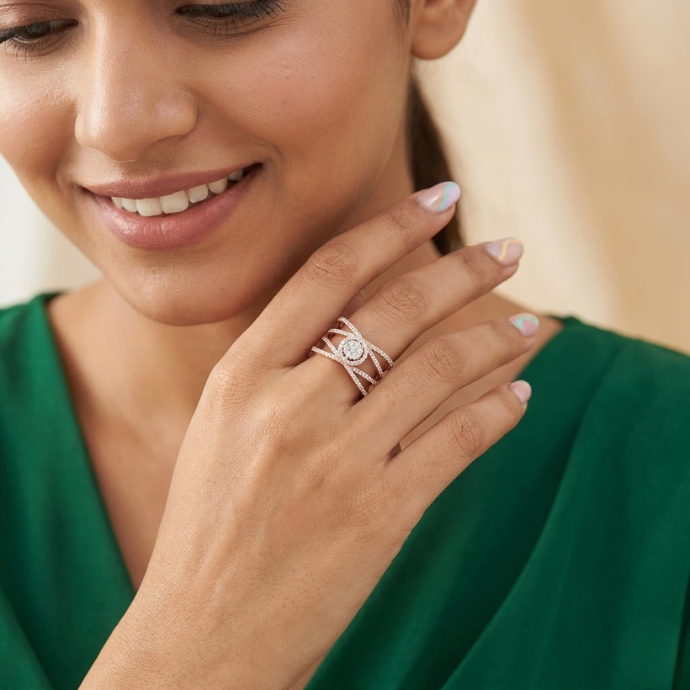 Contemporary Multi-Line Diamond Ring