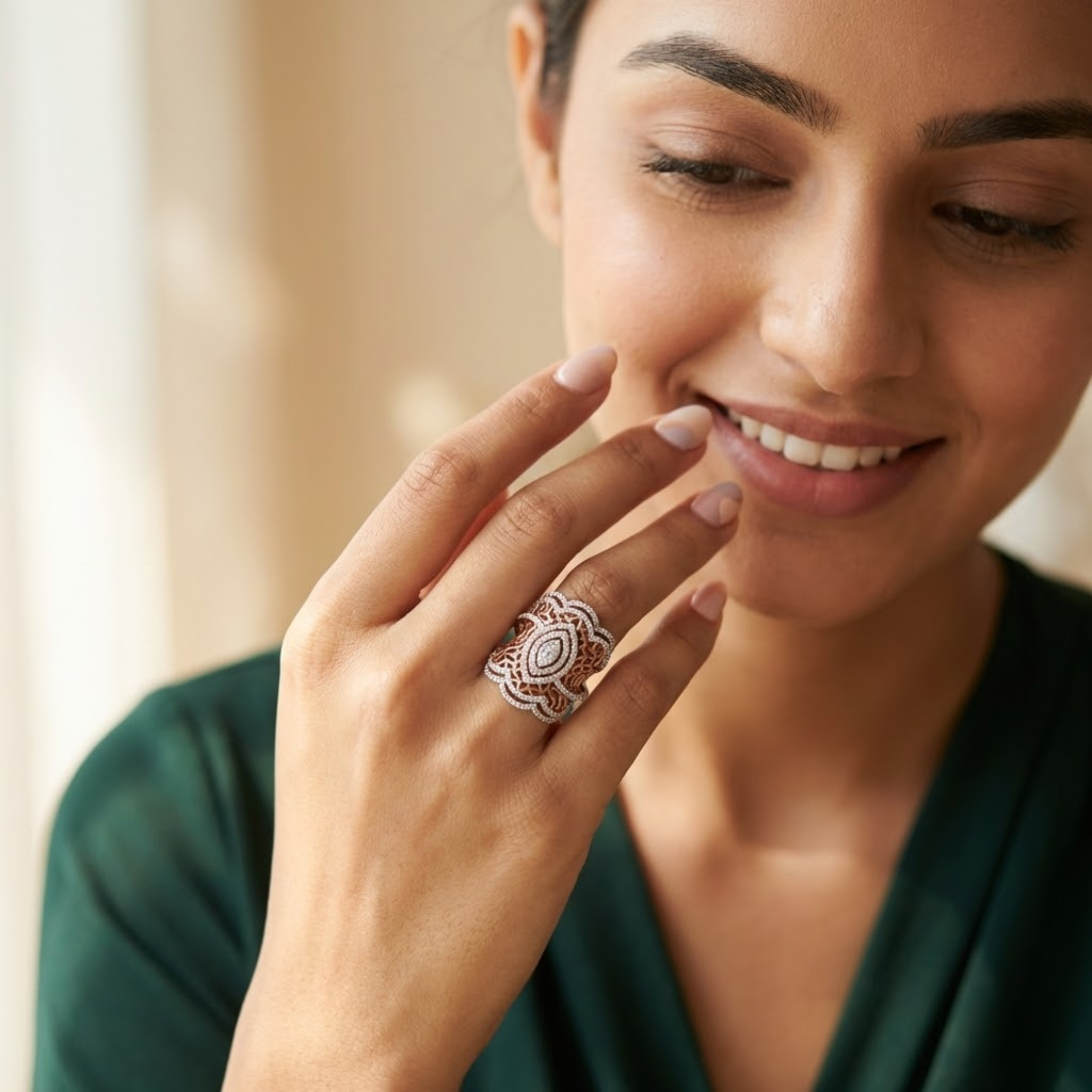 Royal Floral Dome Diamond Cocktail Ring