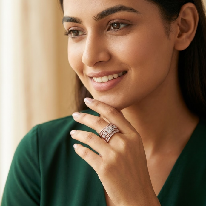 Grand Architectural Diamond Cocktail Ring