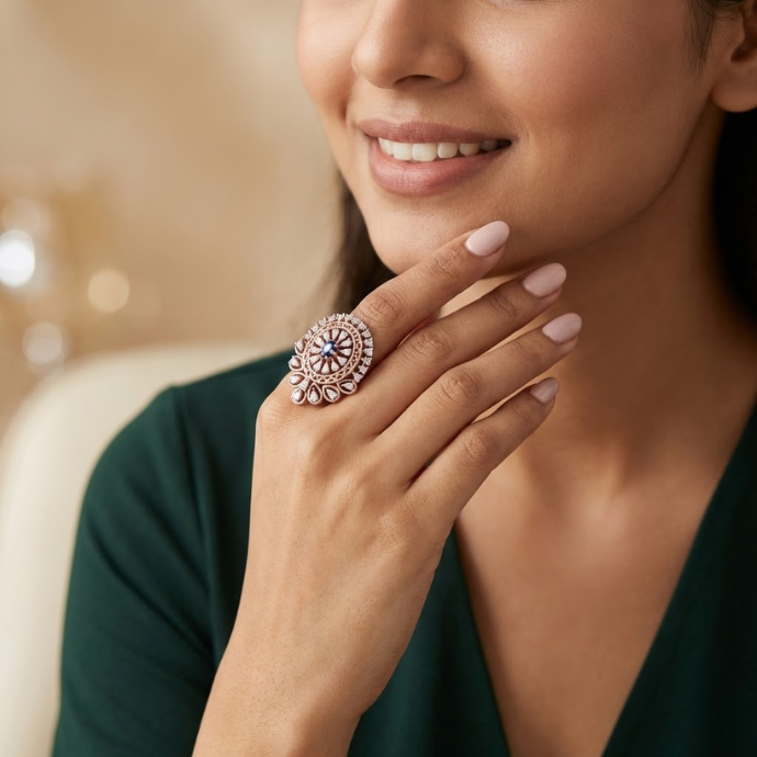 Grand Circular Halo Diamond Ring
