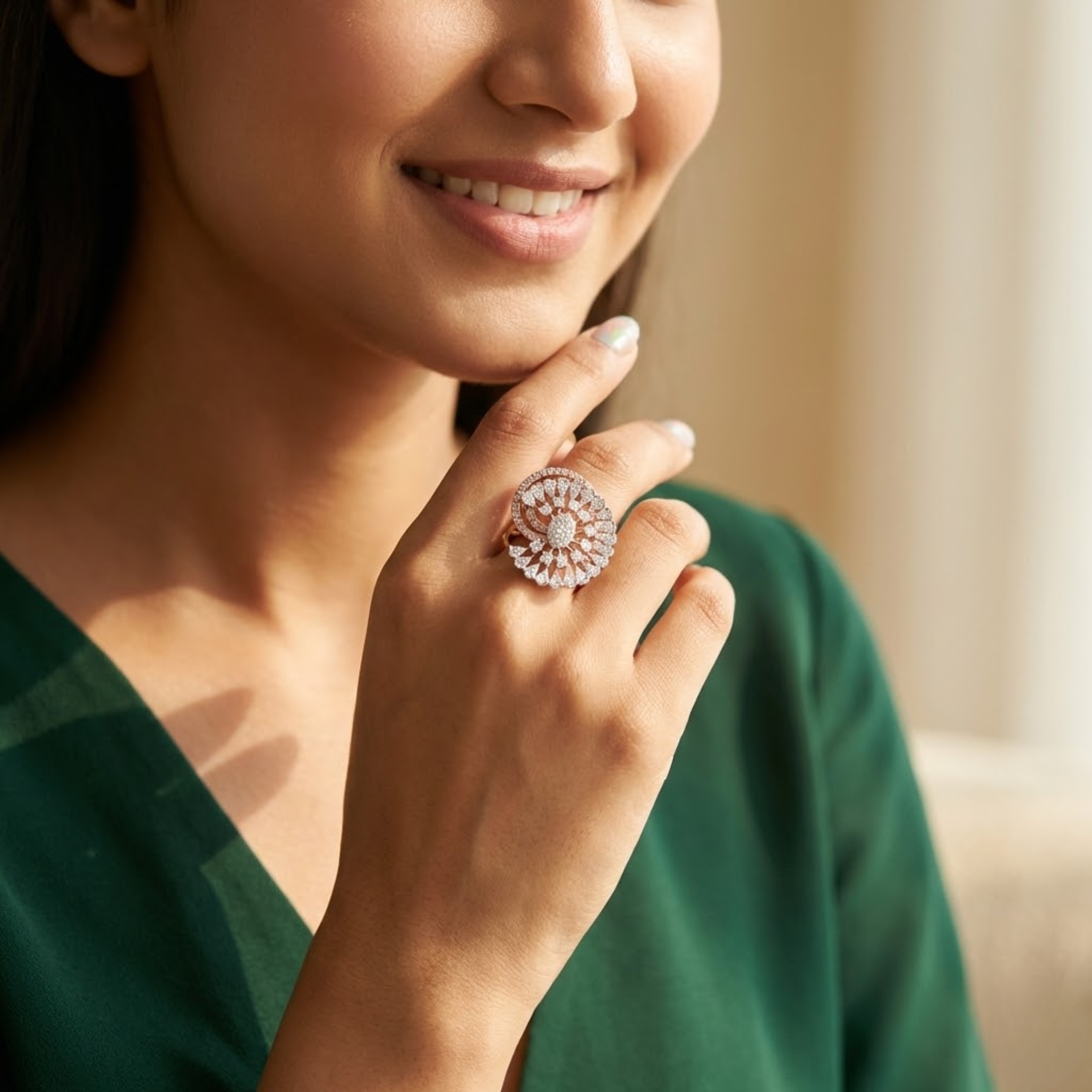 Designer Spiral Diamond Cluster Ring