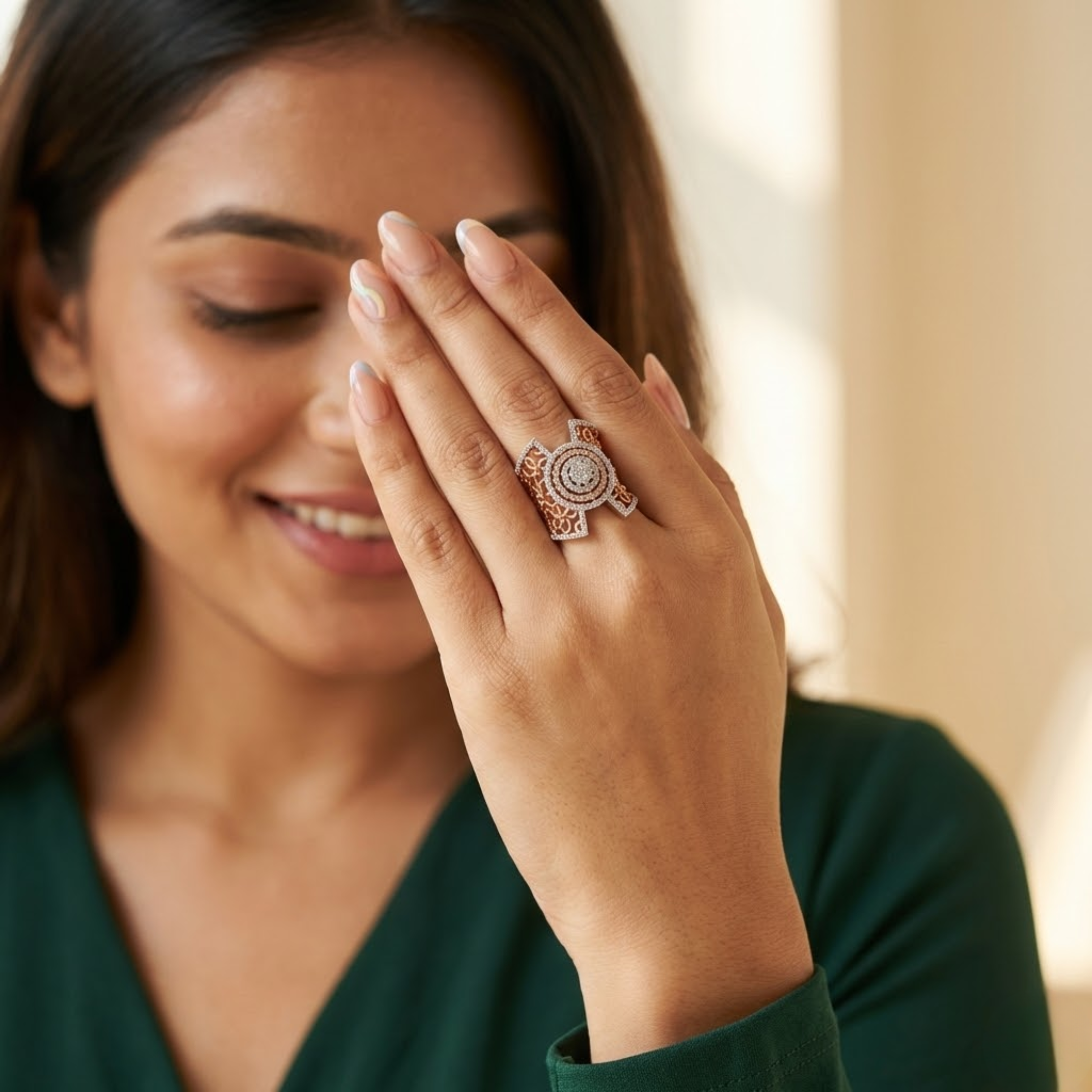 Regal Triple-Halo Heritage Diamond Cocktail Ring