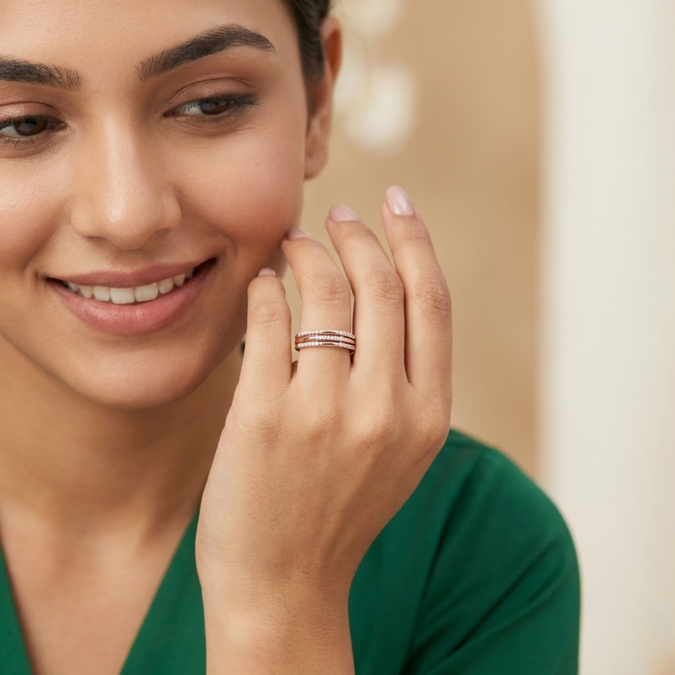 Dual Row Sleek Diamond Band Ring