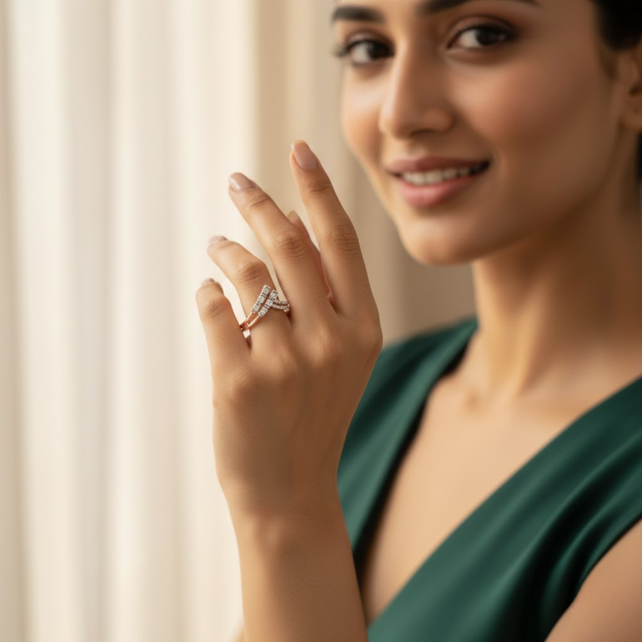 Contemporary Cluster Swirl Diamond Ring