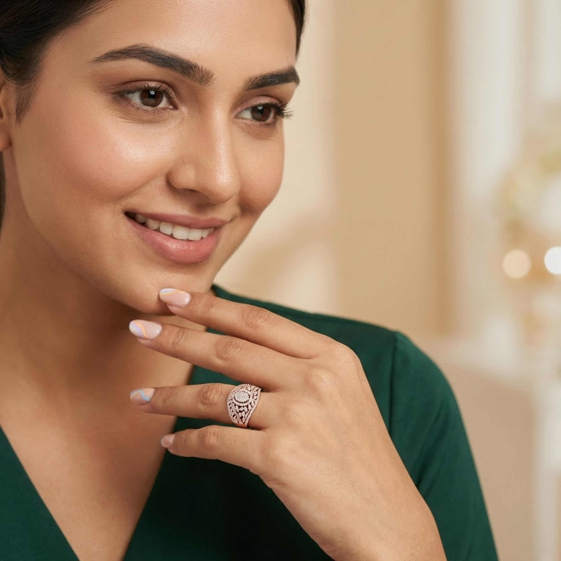 Grand Oval Multi-Layer Diamond Dome Ring