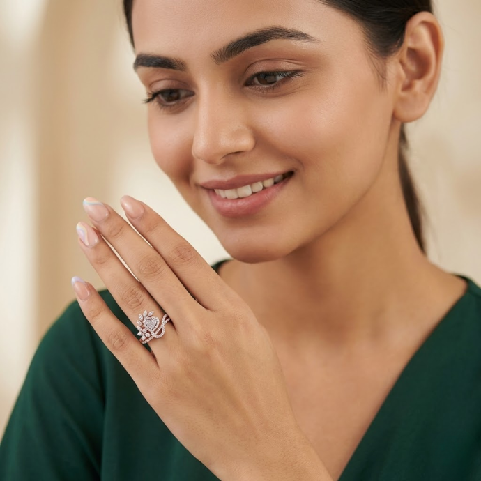 Leaf Motif Designer Diamond Ring