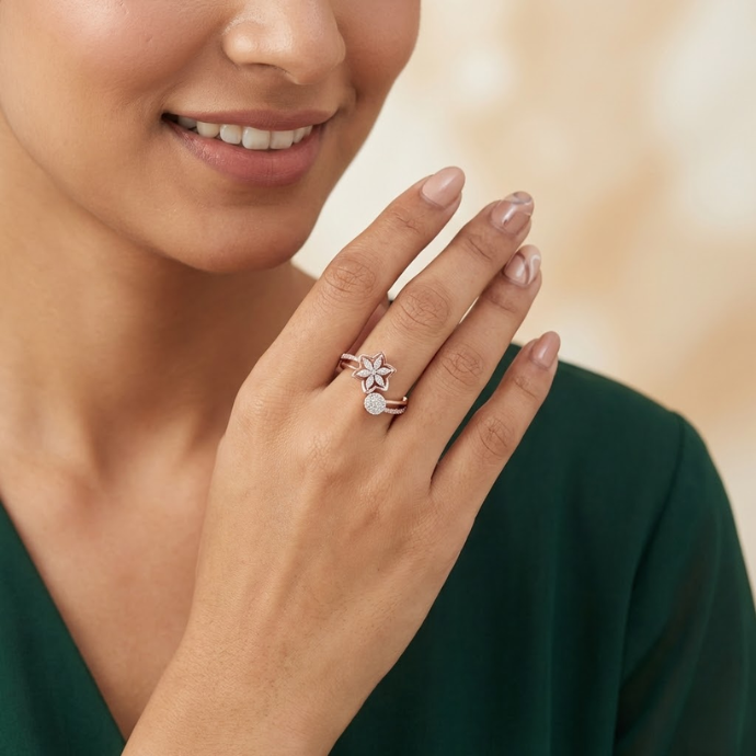 Floral Bloom Cluster Diamond Ring