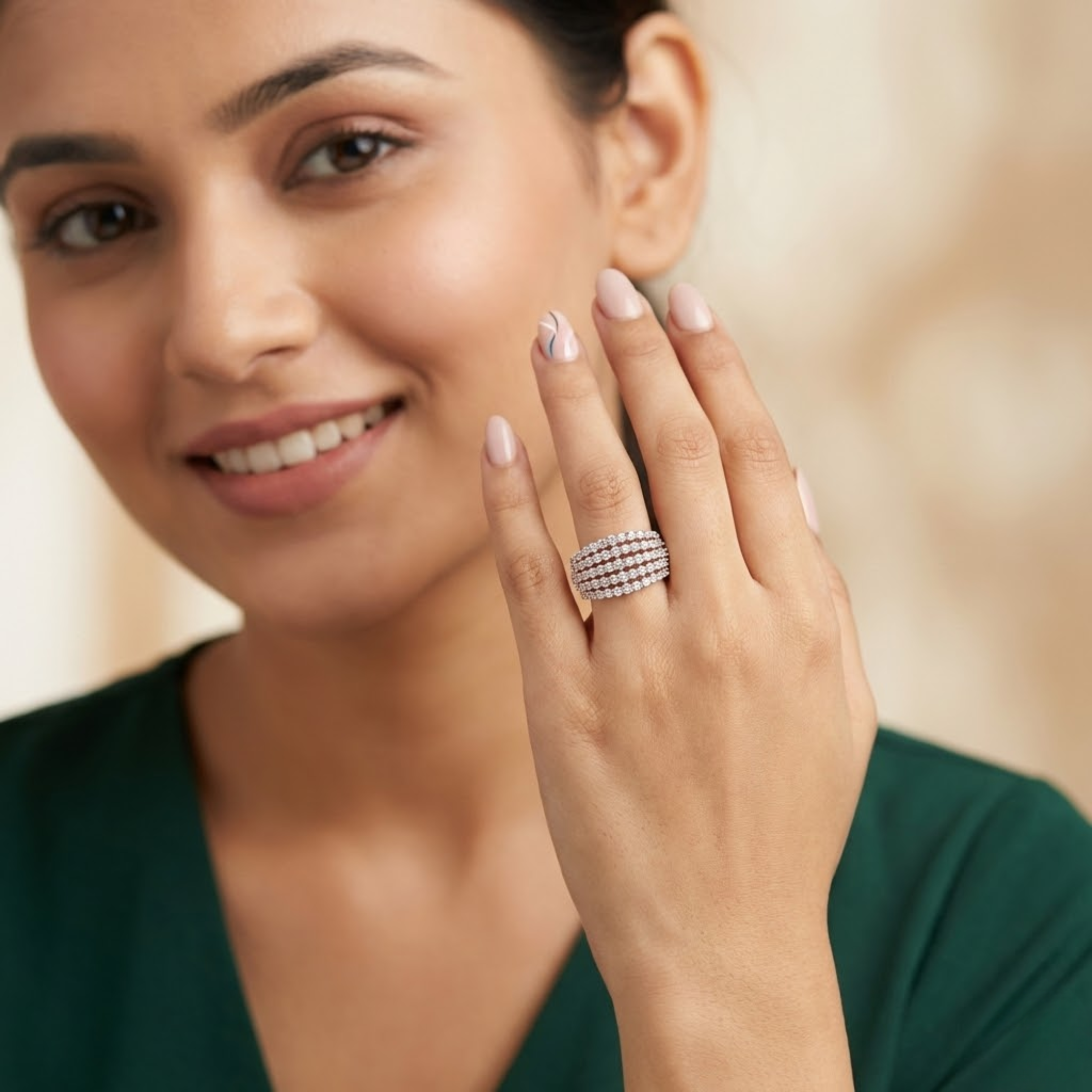 Grand Multi-Row Diamond Dome Ring