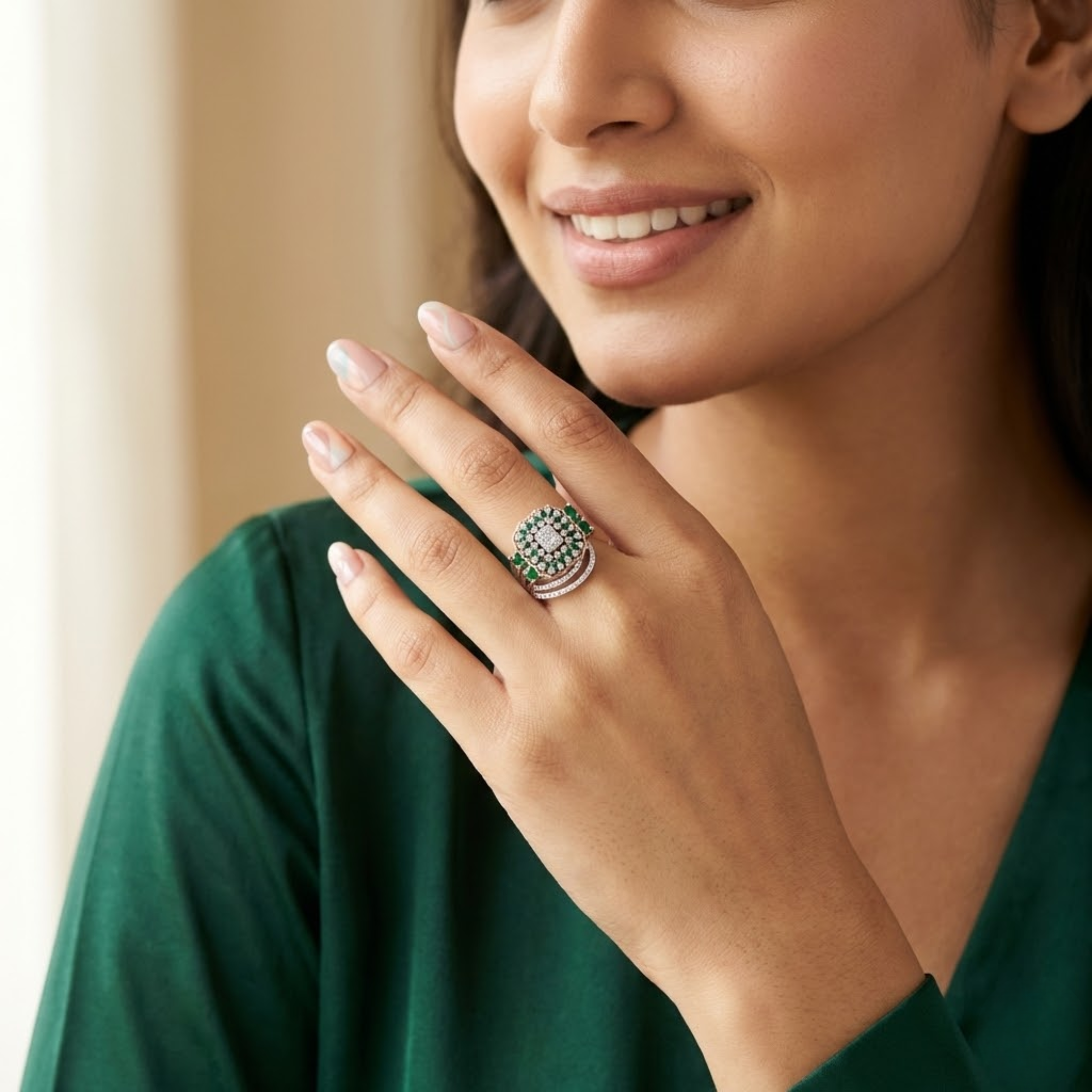 Emerald Halo Grand Designer Ring