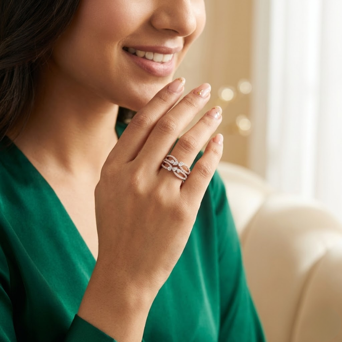 Interlinked Floral Diamond Ring