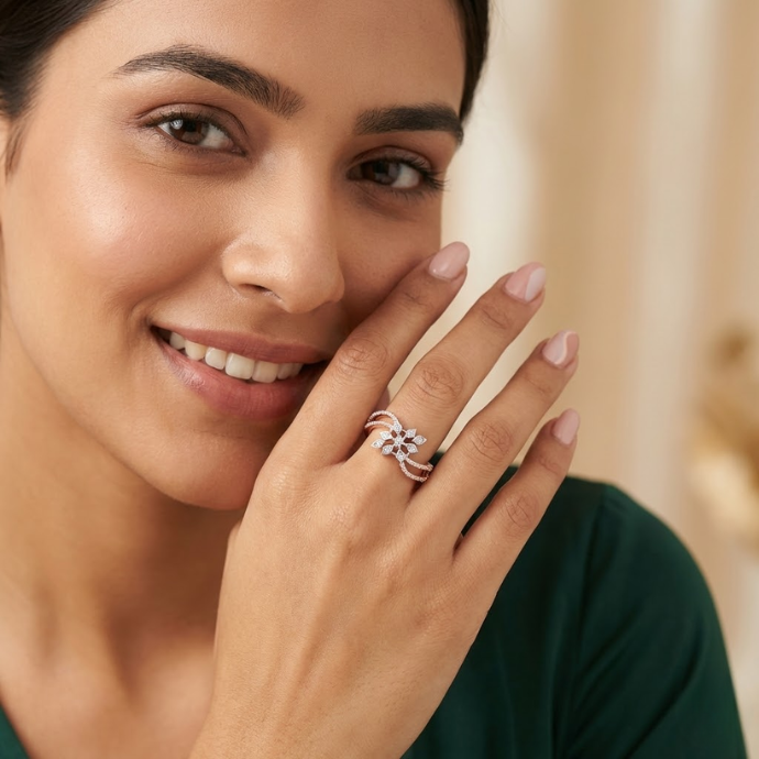 Grand Floral Burst Diamond Ring