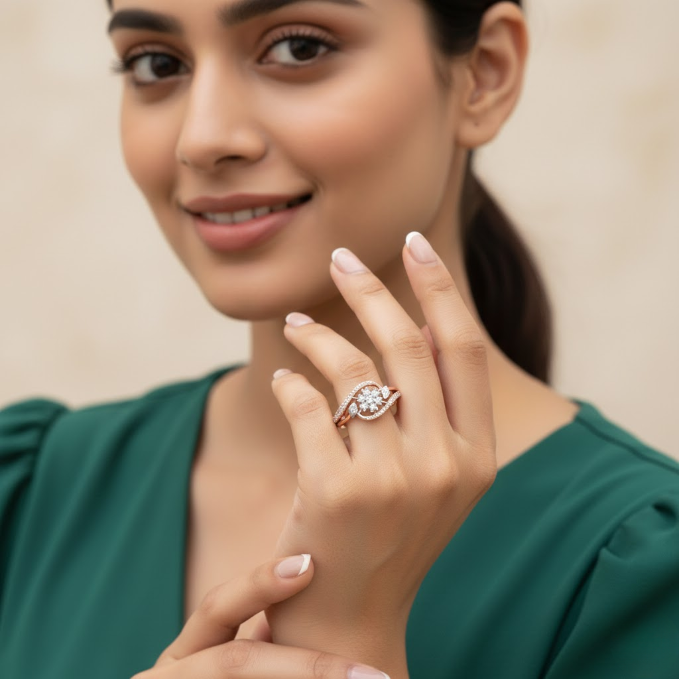 Grand Floral Cluster Diamond Ring
