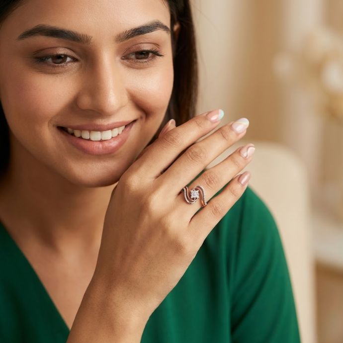 Floral Swirl Diamond Ring