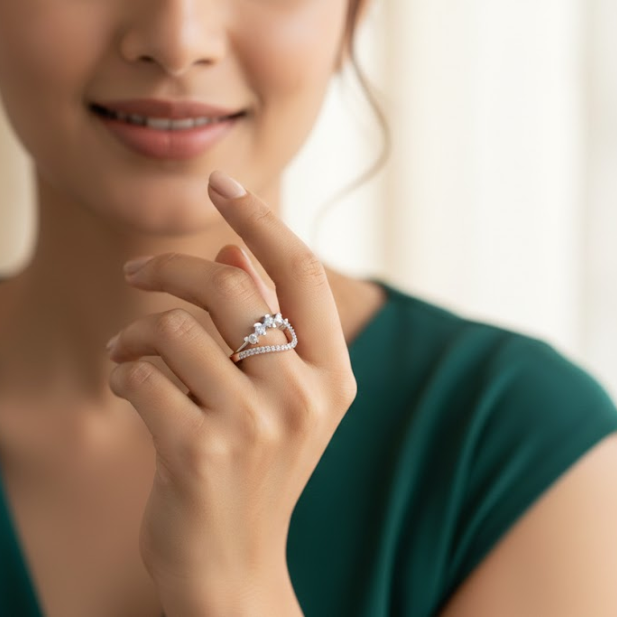 Curved Diamond Wave Elegance Ring