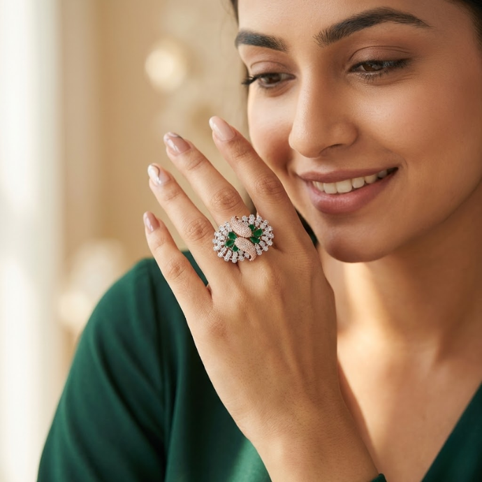 Grand Floral Cocktail Diamond Statement Ring
