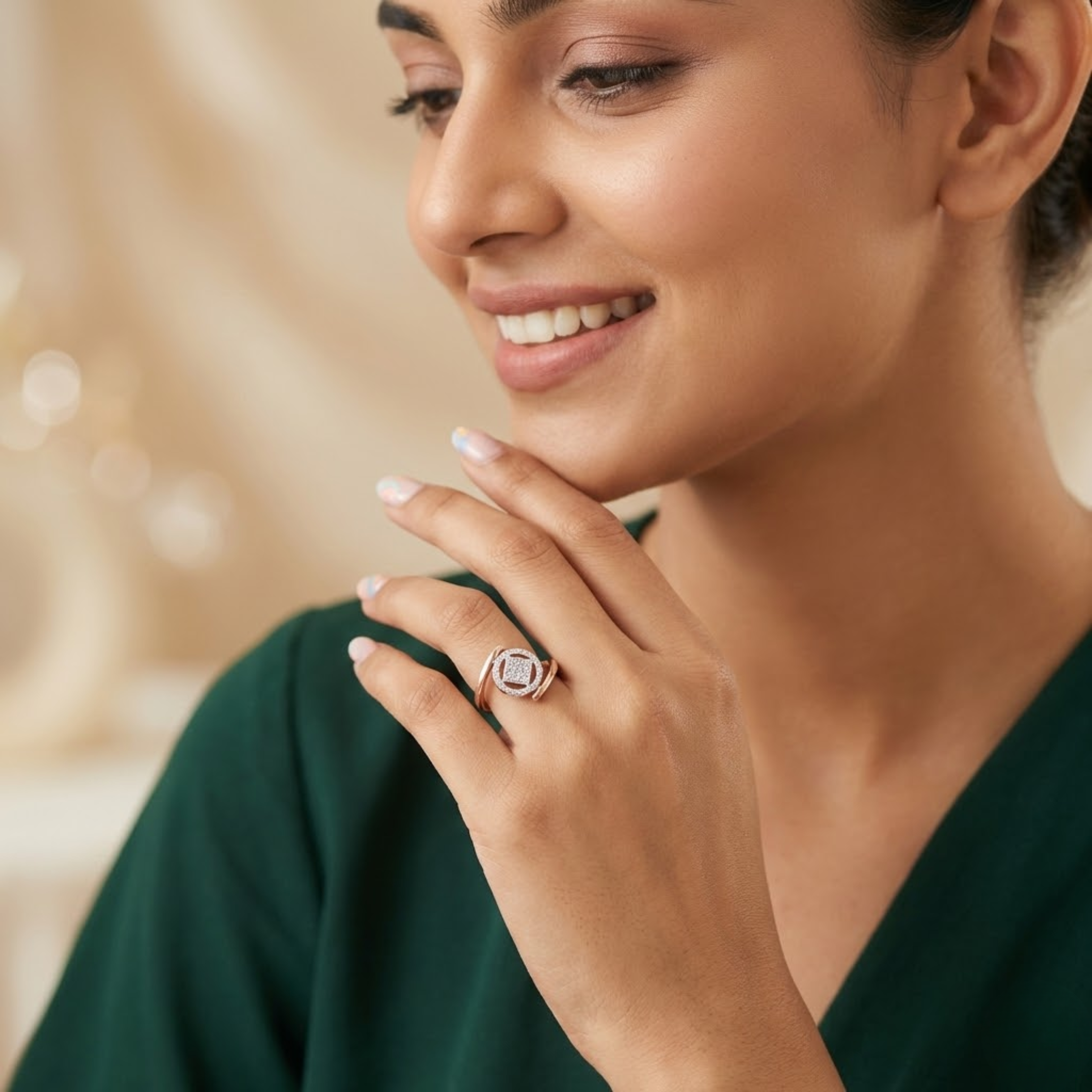 Geometric Swirl Diamond Ring