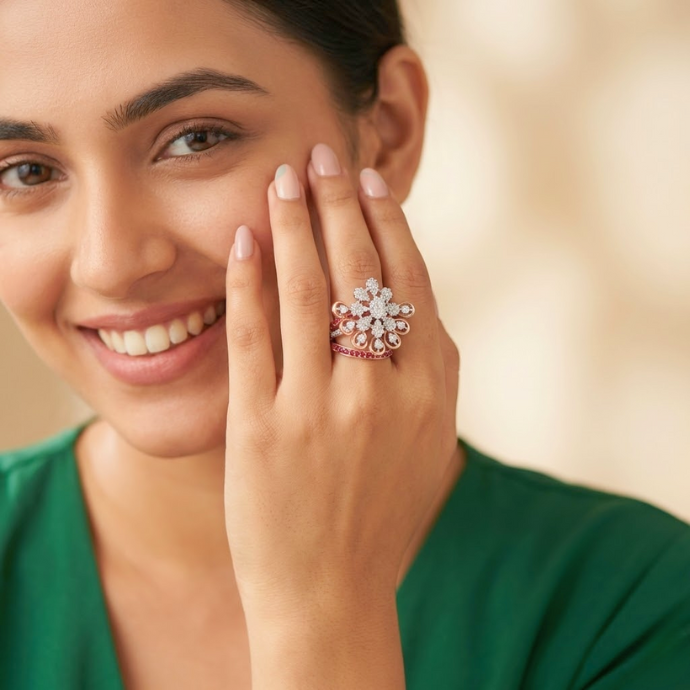 Grand Floral Dual Diamond Ring