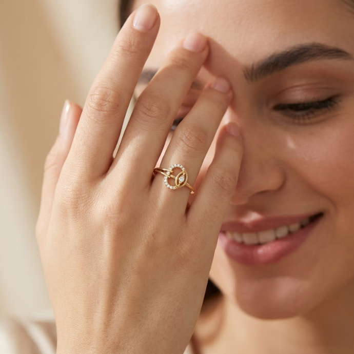 Modern Open Circle Diamond Ring