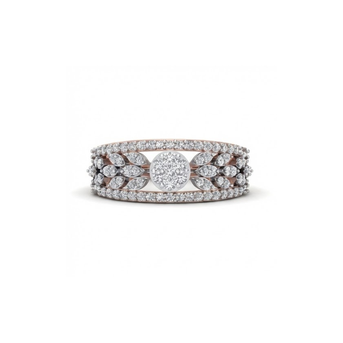 Floral Cluster Diamond Band Ring