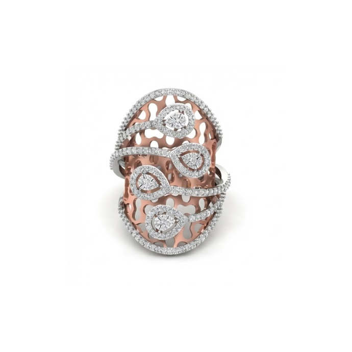 Grand Multi-Layer Diamond Statement Cocktail Ring