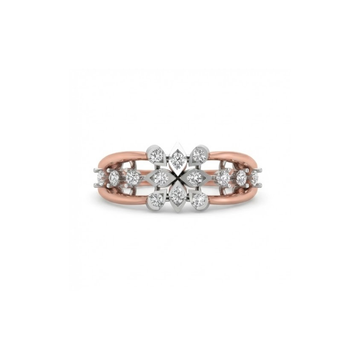 Dual Row Floral Cluster Diamond Ring