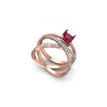 Modern X-Crossover Ruby & Diamond Ring