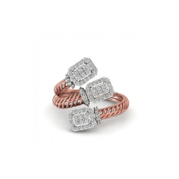 Triple-Cluster Twisted Band Diamond Ring