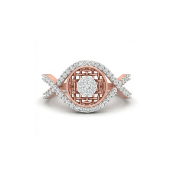 Intricate Lattice Halo Diamond Ring