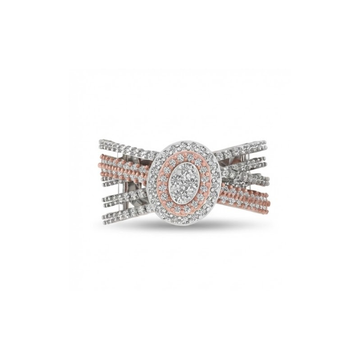 Dual-Tone Oval Cluster Diamond Ring