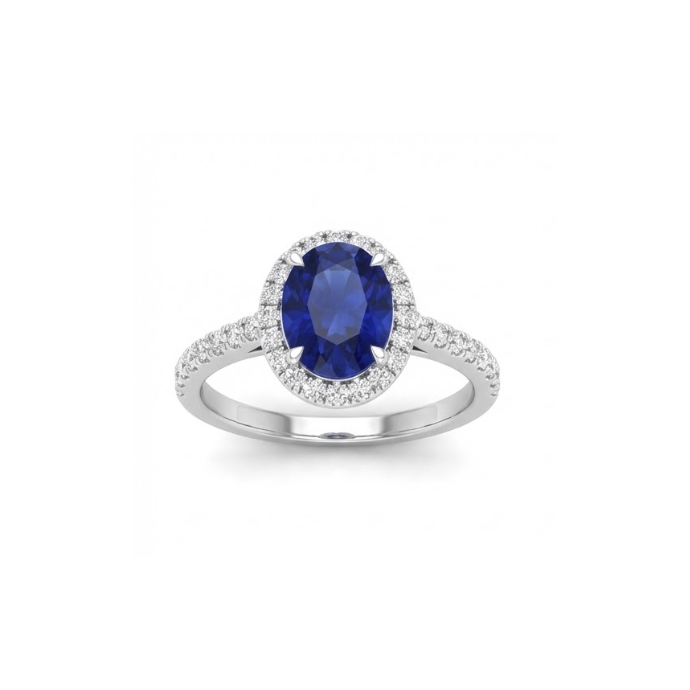 Oval Sapphire Halo Ring