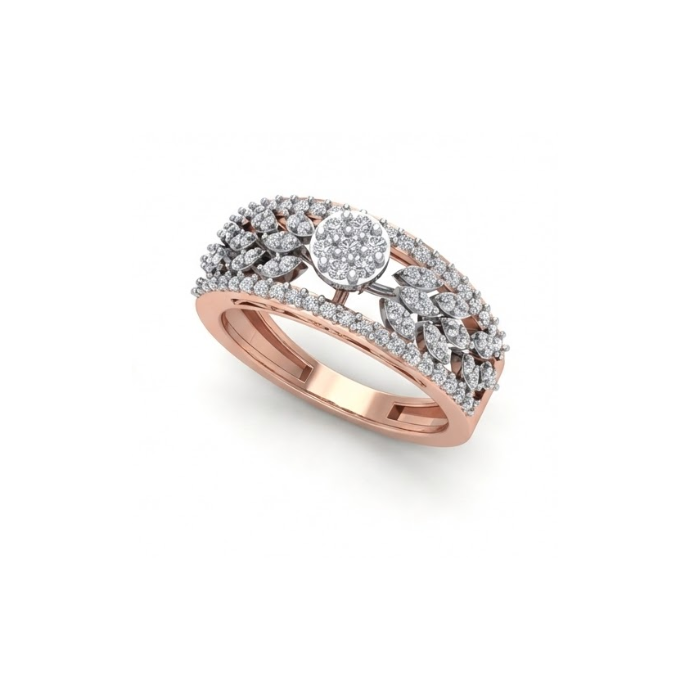 Floral Cluster Diamond Band Ring