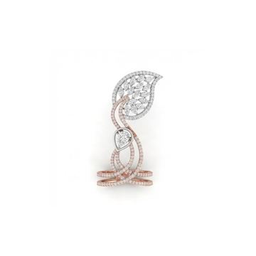 Elegant Leaf Cascade Diamond Ring