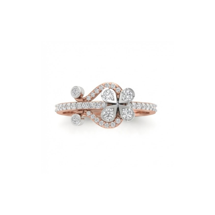Elegant Floral Bow Diamond Ring