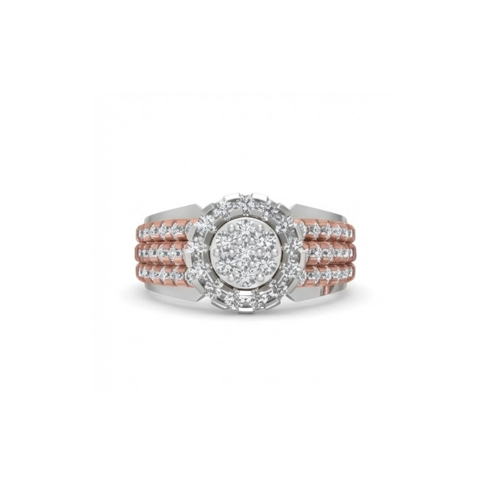 Triple Row Halo Cluster Diamond Ring