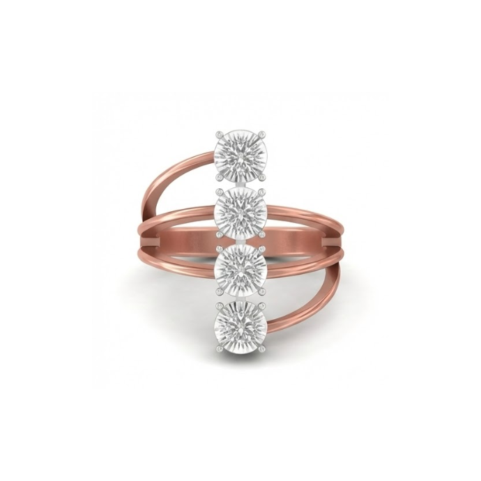 Triple Solitaire Crossover Diamond Ring
