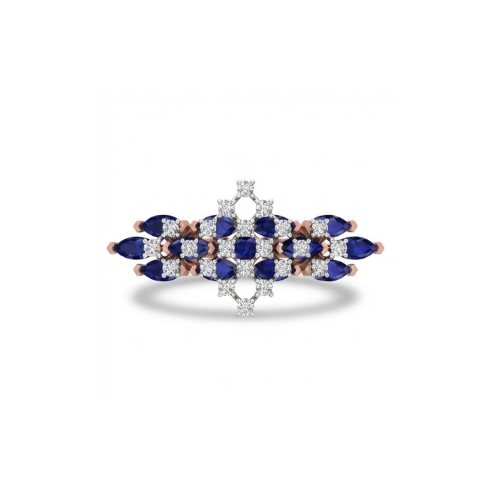 Royal Blue Marquise Cluster Diamond Ring
