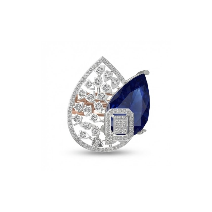 Designer Sapphire Pear Frame Diamond Ring