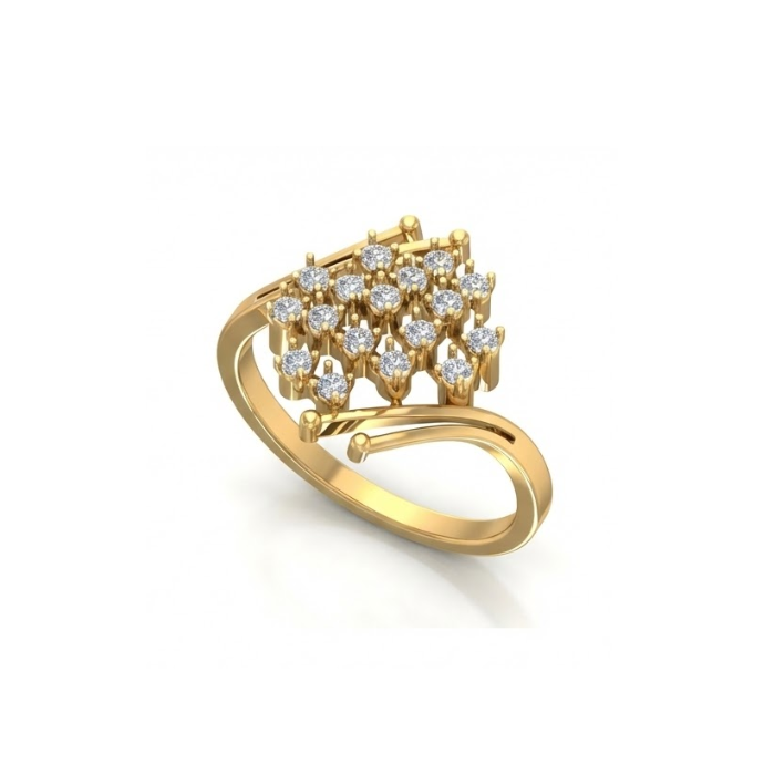 Stylish Diamond Cluster Open-Arm Ring