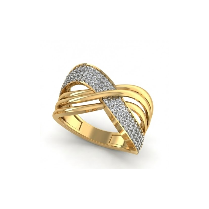 Criss-Cross Diamond Ribbon Ring