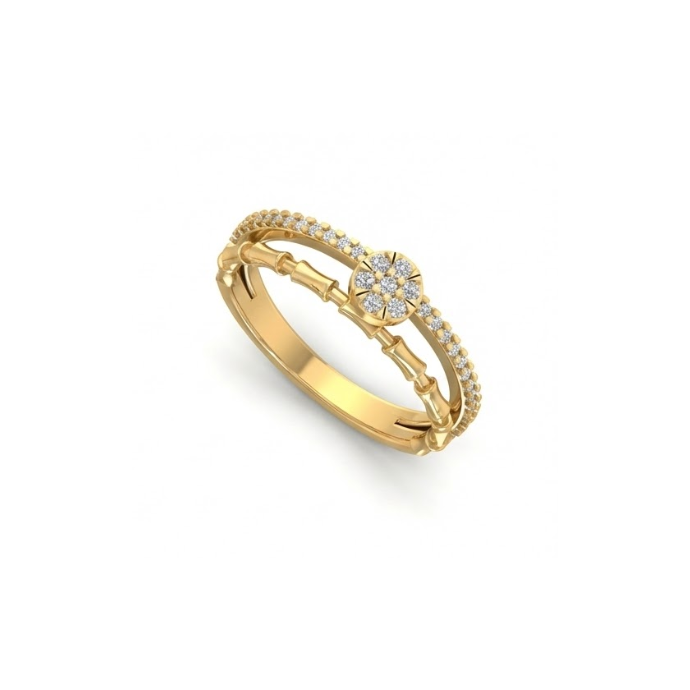 Floral Cluster Bamboo-Style Diamond Ring