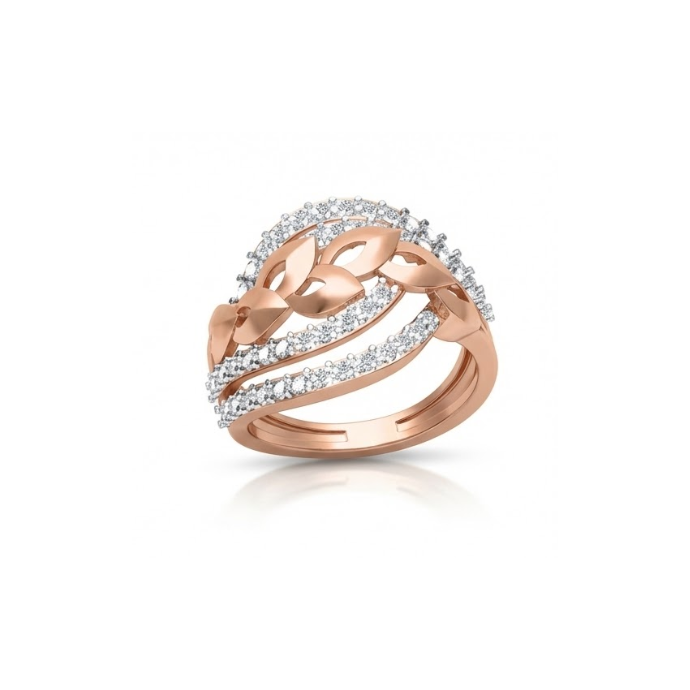 Twisted Leaf Diamond Band Ring