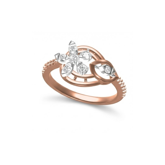 Dual Leaf Floral Diamond Ring