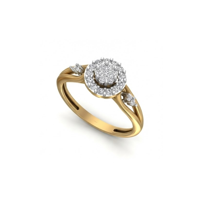 Dual-Petal Halo Diamond Ring