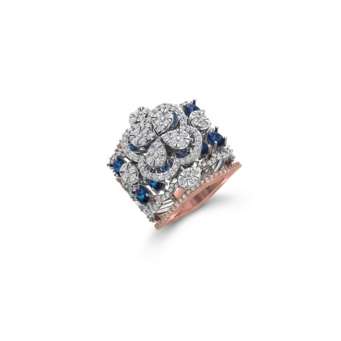 Regal Sapphire & Diamond Floral Statement Ring