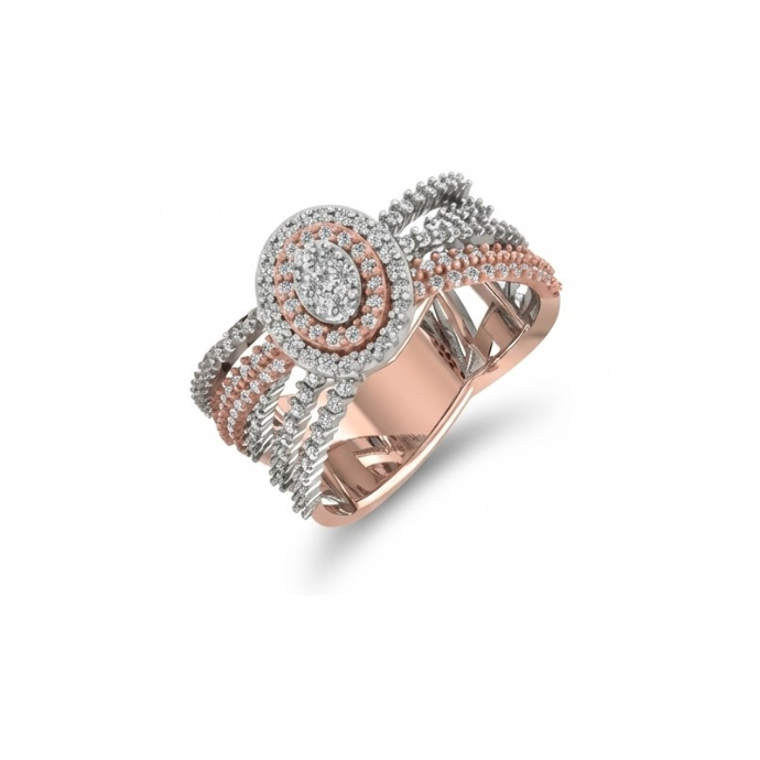 Dual-Tone Oval Cluster Diamond Ring