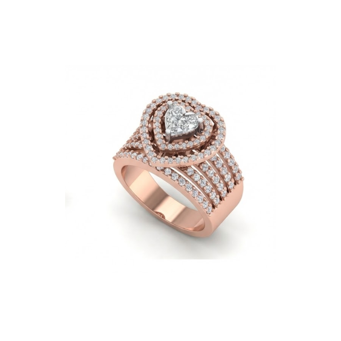 Triple Halo Heart Cluster Diamond Ring