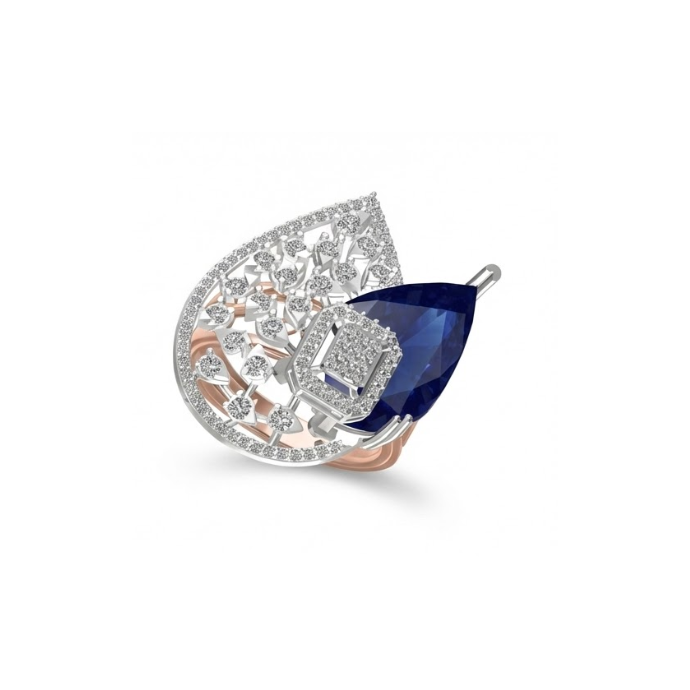 Designer Sapphire Pear Frame Diamond Ring