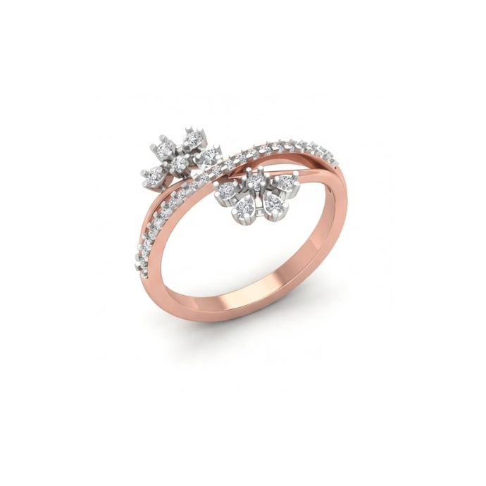 Asymmetric Floral Diamond Ring