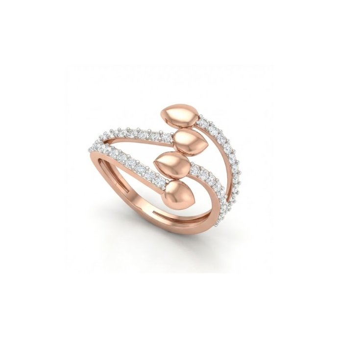 Dual Curve Leaf Diamond Ring