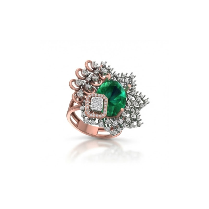 Royal Emerald Cluster Designer Diamond Ring